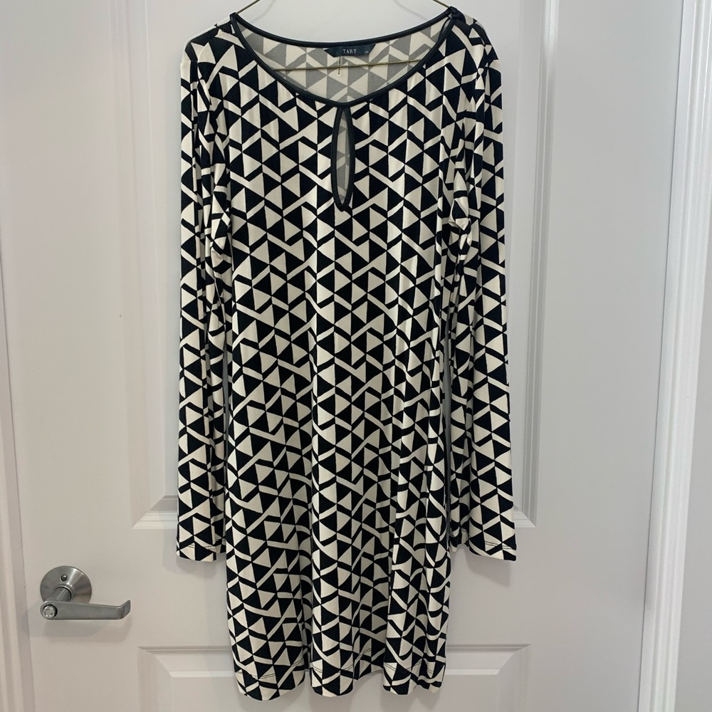 Beautiful Chevron Dress with Leather Trim
